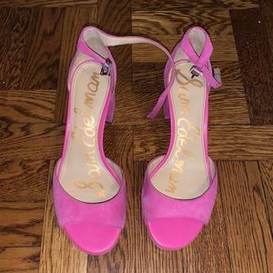 Sam Edelman Pink Suede Block Heels 8.5